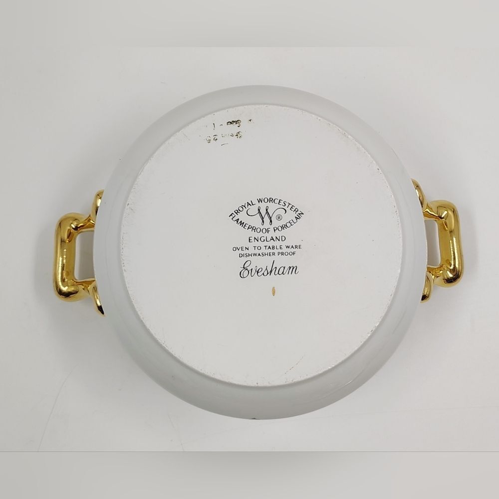 Royal Worcester Evesham Vintage White & Gold Porcelain Covered Serving Dish - Picture 14 of 16